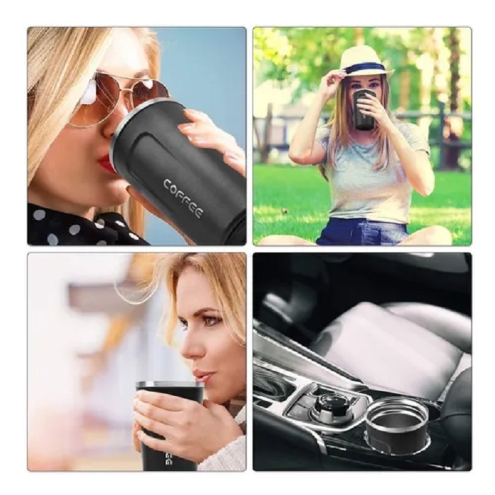Taza Botella Termo Para Cafe 510ml Negro