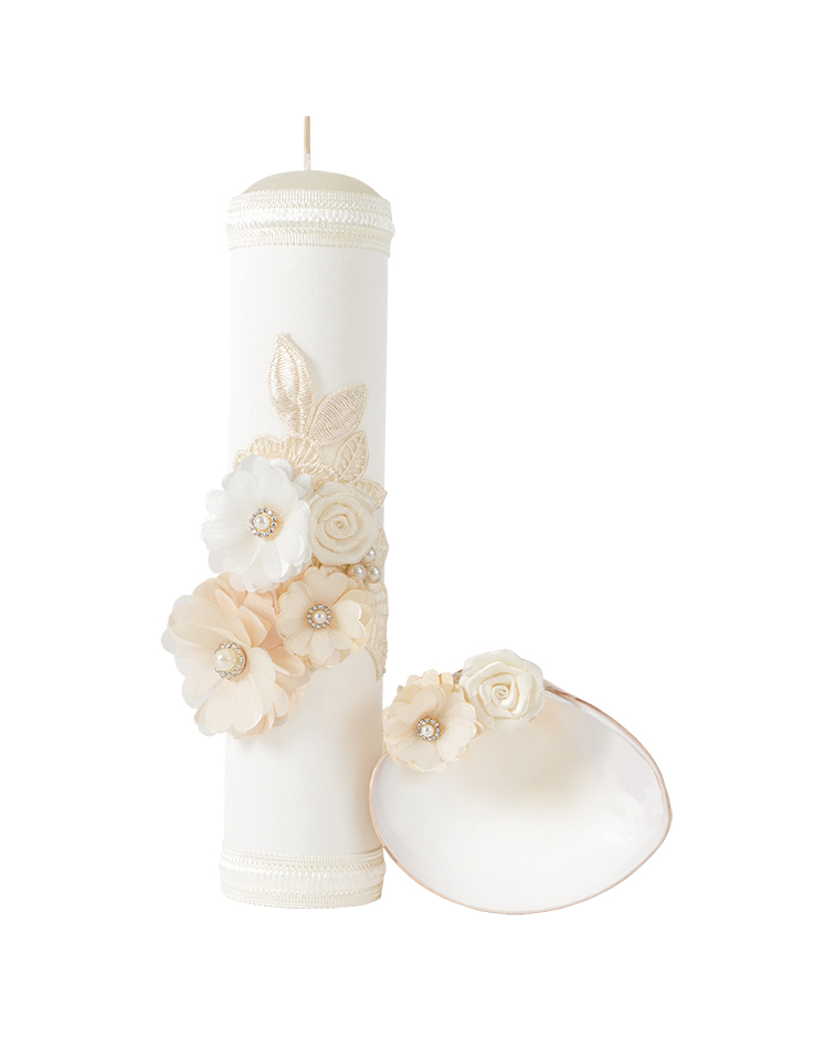 Vela, Concha, Toalla de Bautizo Niña Paloma Rubio Set 29