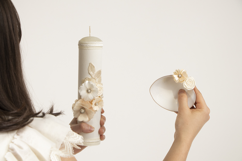 Vela, Concha, Toalla de Bautizo Niña Paloma Rubio Set 29