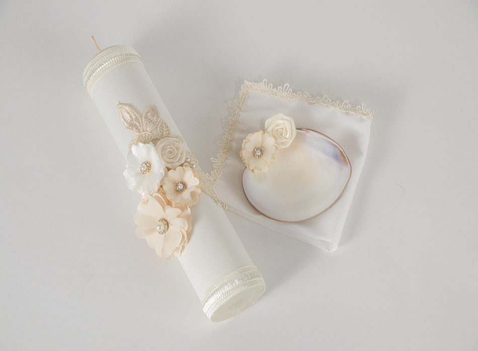 Vela, Concha, Toalla de Bautizo Niña Paloma Rubio Set 29