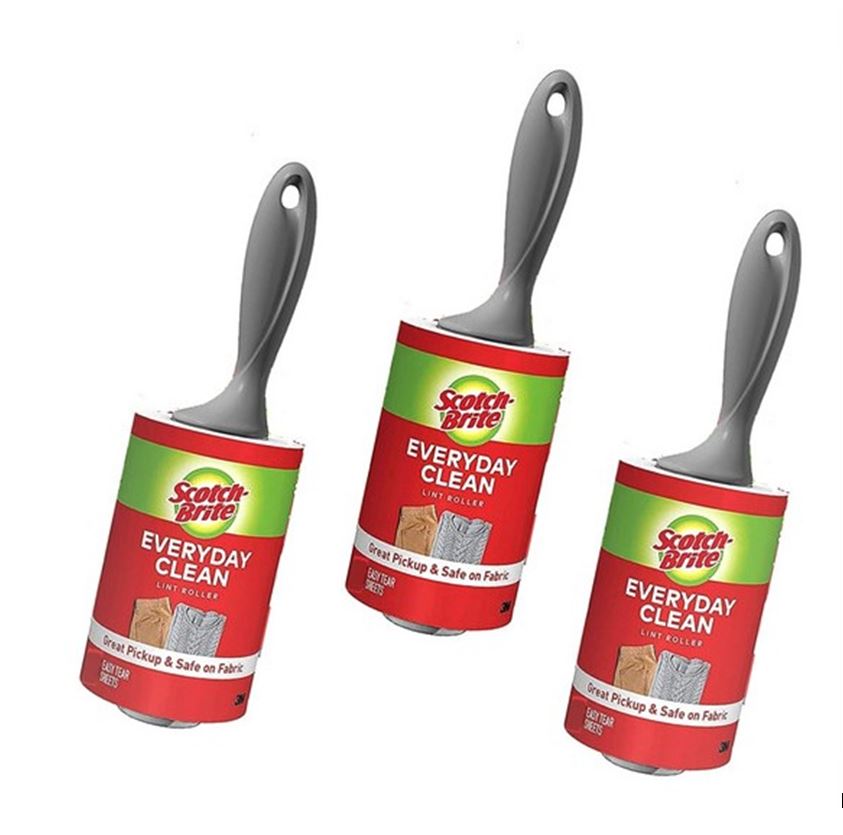 3 Rodillos Quita Pelusa 3m Con 60 Hojas Scotch + 1 Cloralex 