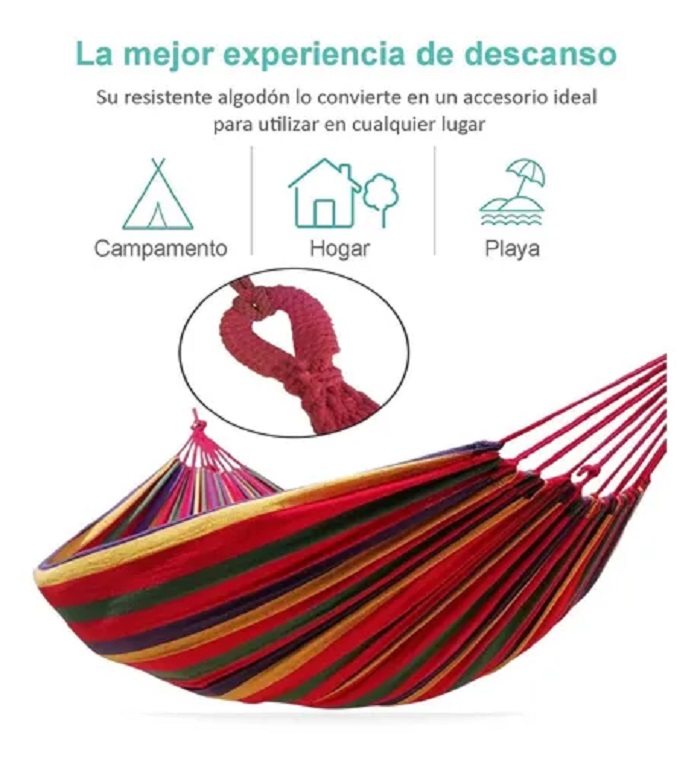 Hamaca De Tela De Algodón Doble Para Camping Roja