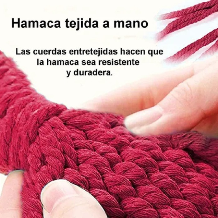 Hamaca De Tela De Algodón Doble Para Camping Roja