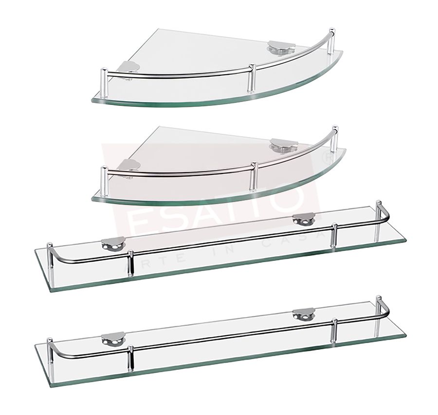 Esatto® Paquete 2 Repisas Esquineras 2 Rectas Cristal Ac-038