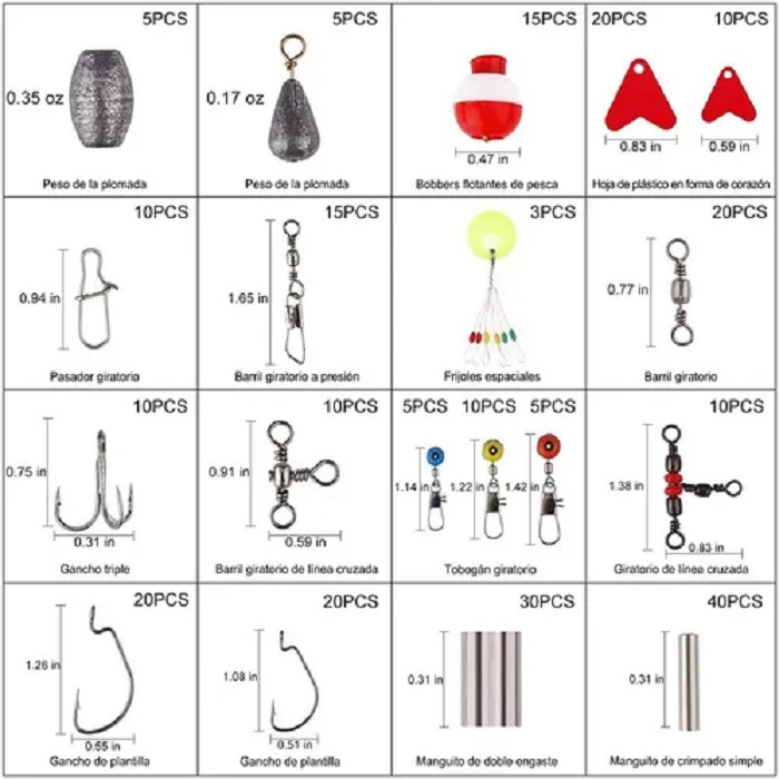 Kit De Accesorios Para Pesca 264 Piezas Negro con Rojo