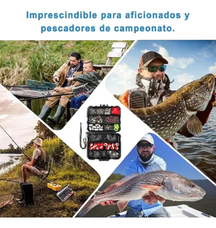 Kit De Accesorios Para Pesca 264 Piezas Negro con Rojo
