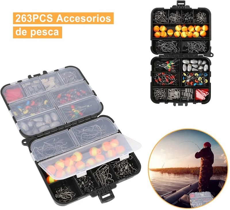 Kit De Accesorios Para Pesca 264 Piezas Negro con Amarillo