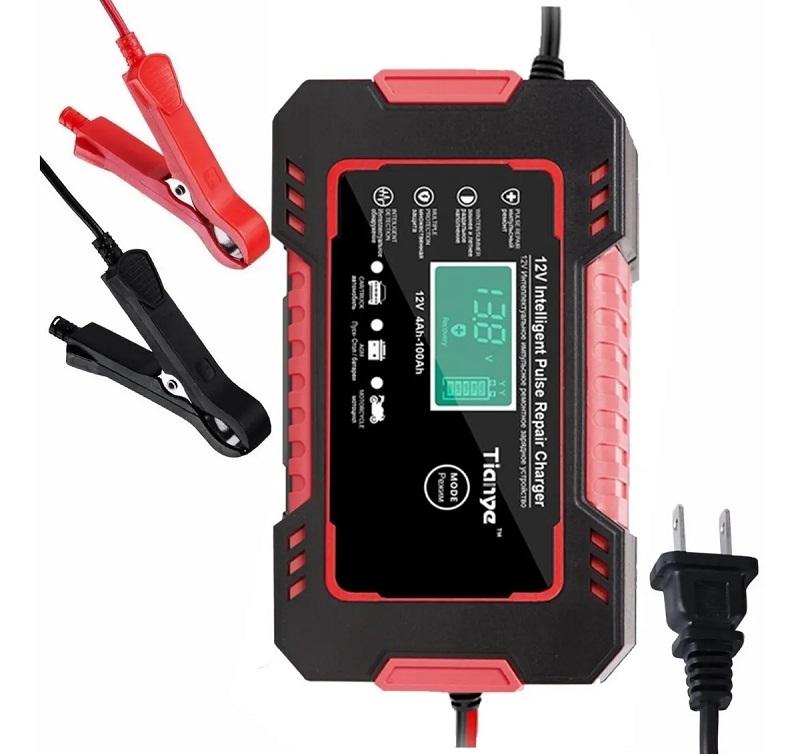 Cargador De Batería Portátil Para Coche/motocicleta 12v "