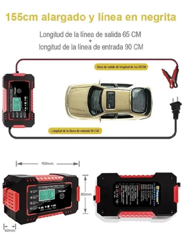 "Cargador De Batería Portátil Para Coche/motocicleta 12v "