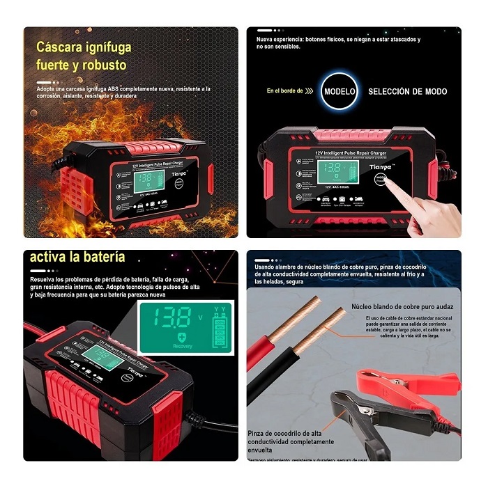 "Cargador De Batería Portátil Para Coche/motocicleta 12v "