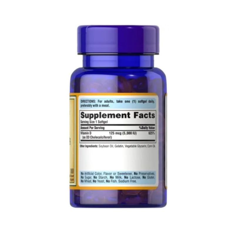 Vitamina D3 Sunvite Mega Potency 125mcg 5,000 Iu 100ct Puritan's Pride 