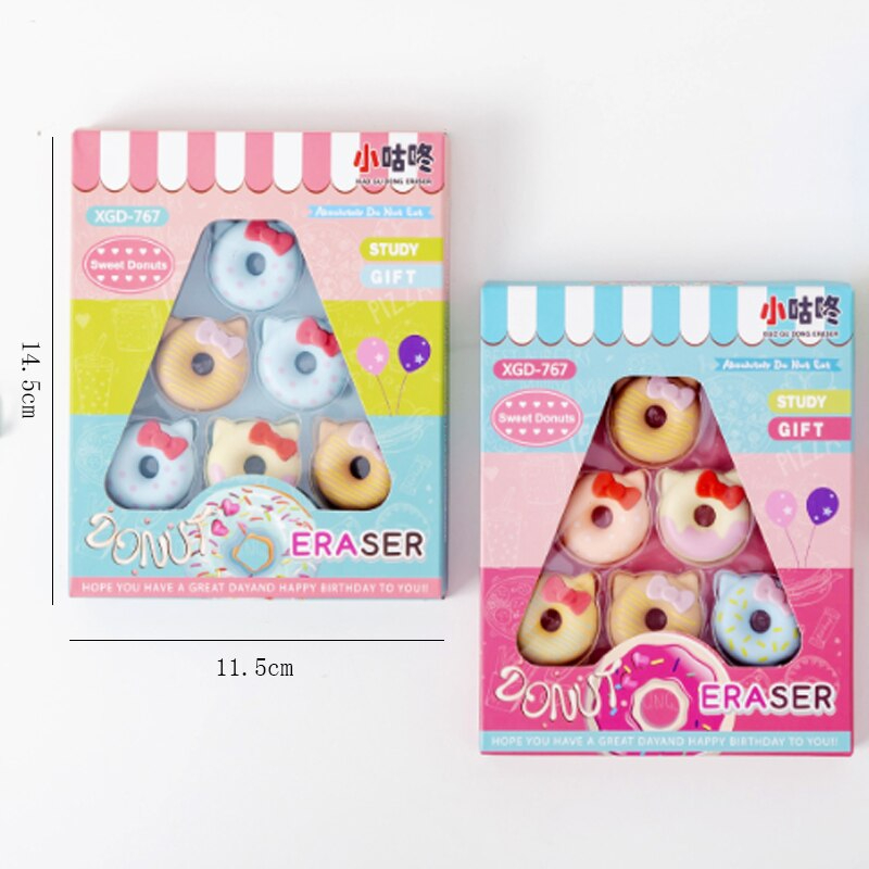 Goma de borrar en forma de Dona con Diseño Kawai / Borrador multiusos de moda, Mini gomas de borrar con formas de dibujo