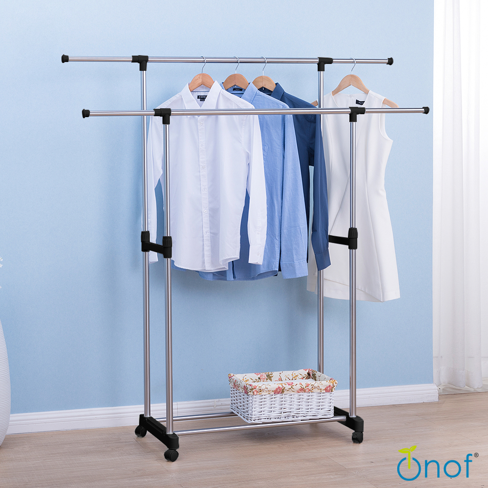 Perchero Rack Doble Organizador Movil para Ropa Lavanderia