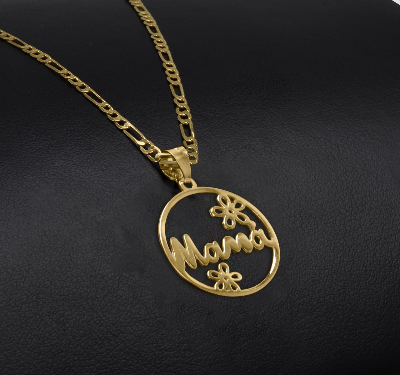 Dije Mamá Flores Oro Sólido 10k Amor + Cadena De Regalo