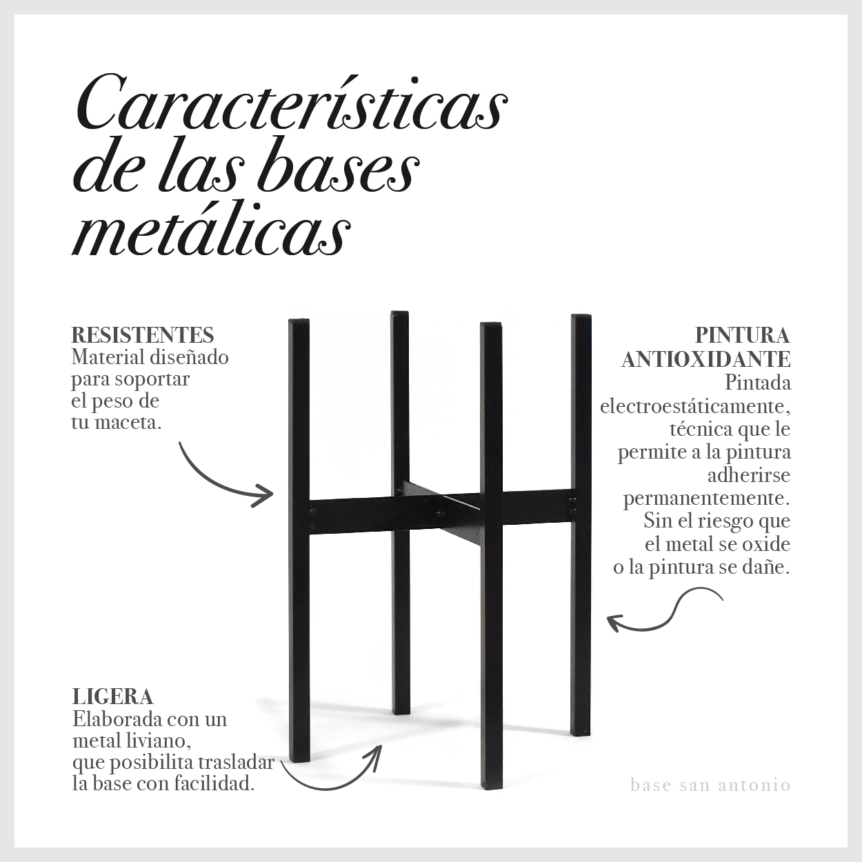 Set 2 Maceta De Plástico Textura Blanco Ch Bases Metal Int/Ext