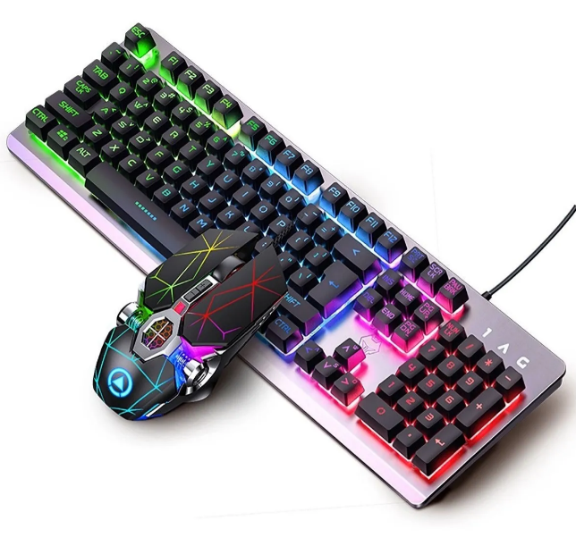 KIT TECLADO MOUSE GAMER RETROILUMINACION MECÁNICO