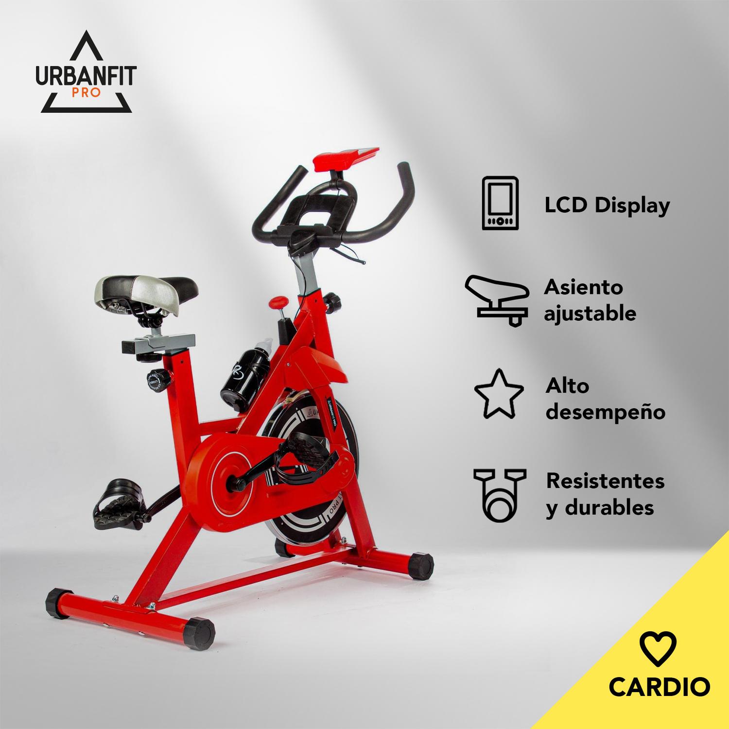 Bicicleta Spinning Estática UrbanFit Pro, Disco de 7 Kg