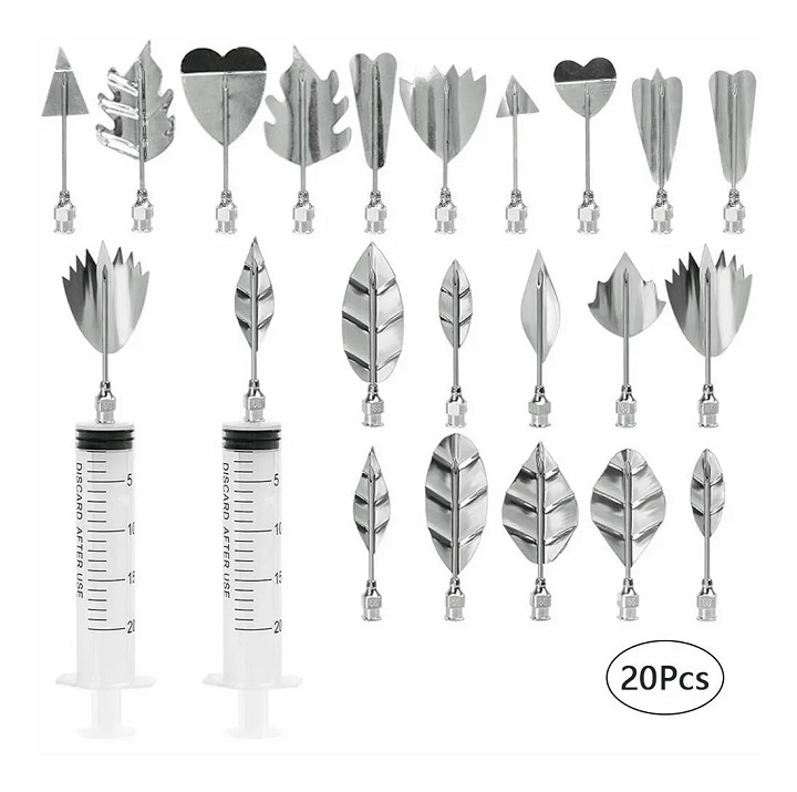 Kit 20 Gubias Boquillas Jeringa Para Decoracion Gelatina