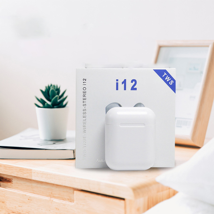 Auriculares inalámbricos TWS i12 Bluetooth V5.0-Auto pairing-Blanco