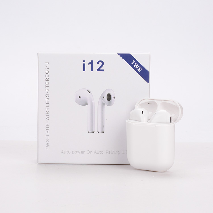 Auriculares inalámbricos TWS i12 Bluetooth V5.0-Auto pairing-Blanco