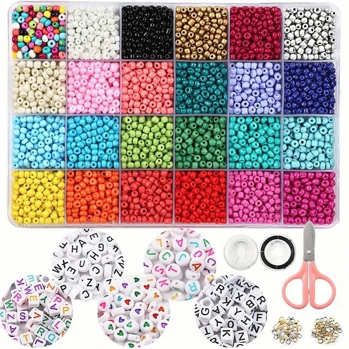 Cuentas Pulsera Bricolaje De 4mm 24 Color 7500pzs Con Letras