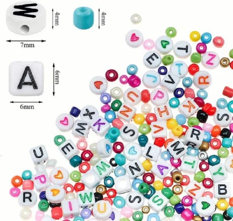 Cuentas Pulsera Bricolaje De 4mm 24 Color 7500pzs Con Letras