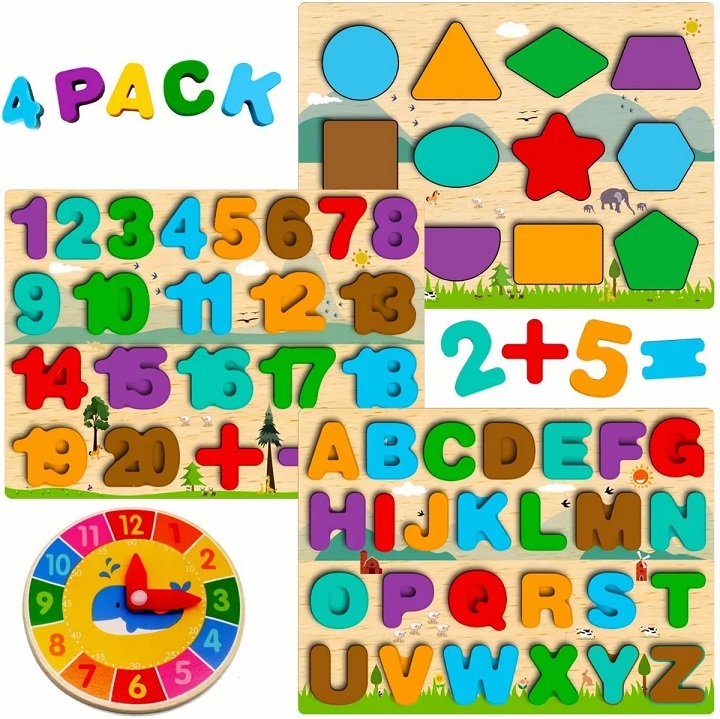 Juego Didáctico De Madera De Letras Números 