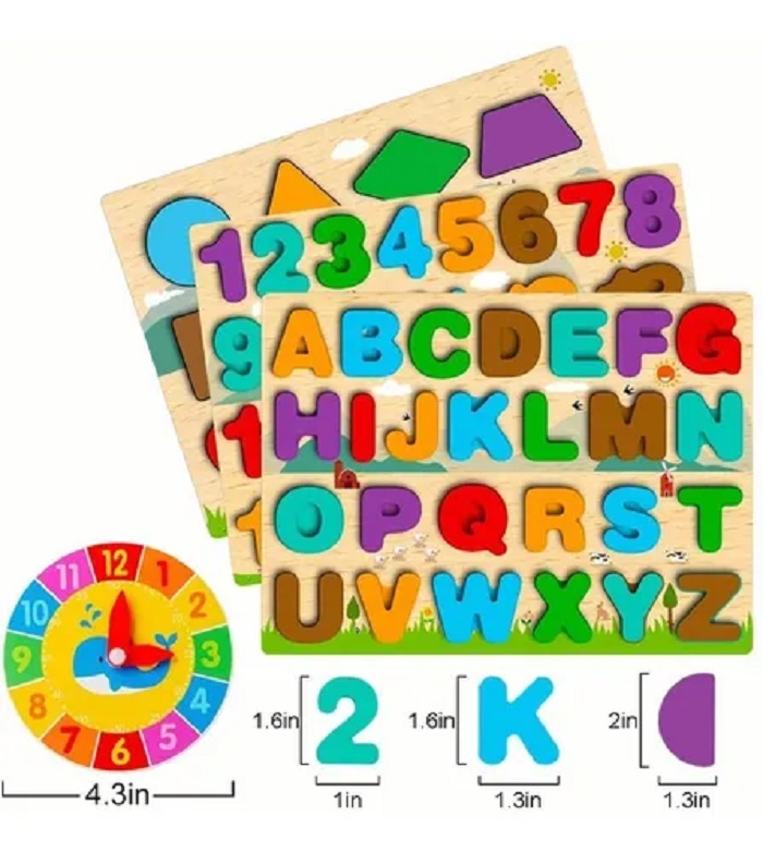 Juego Didáctico De Madera De Letras Números 