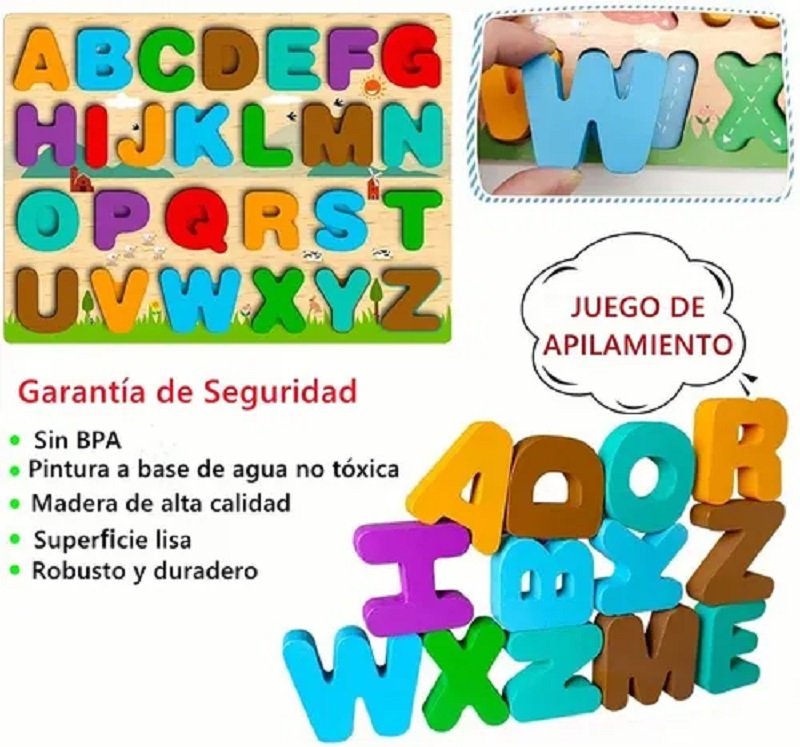 Juego Didáctico De Madera De Letras Números 
