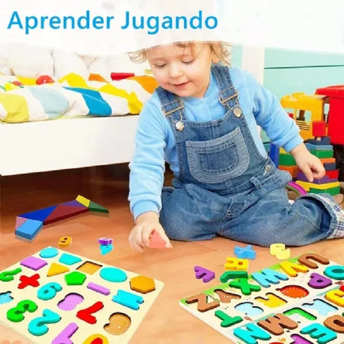 Juego Didáctico De Madera De Letras Números 