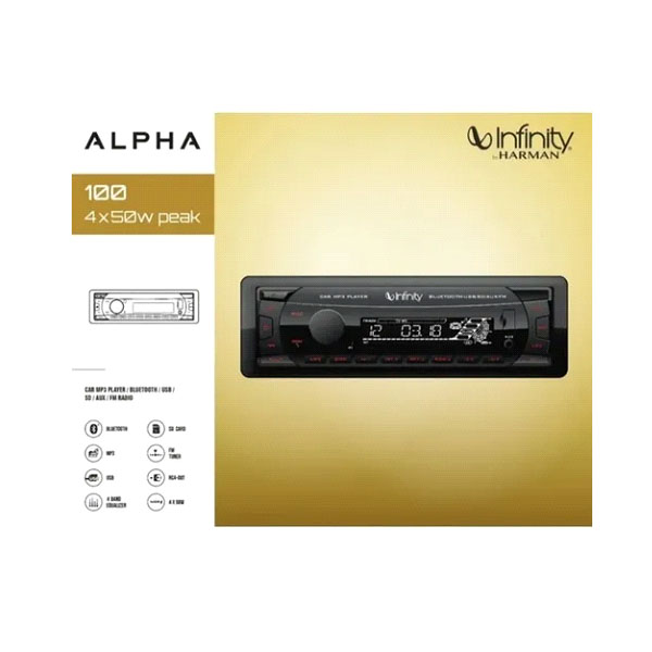 AUTO ESTÉREO INFINITY ALPHA BLUETOOTH USB AUX + BOCINAS JBL STAGE1621