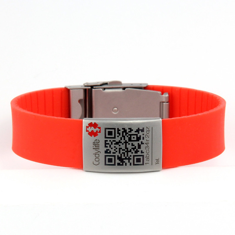 Pulsera de Identificación Personal con código QR Codylife Flex rojo