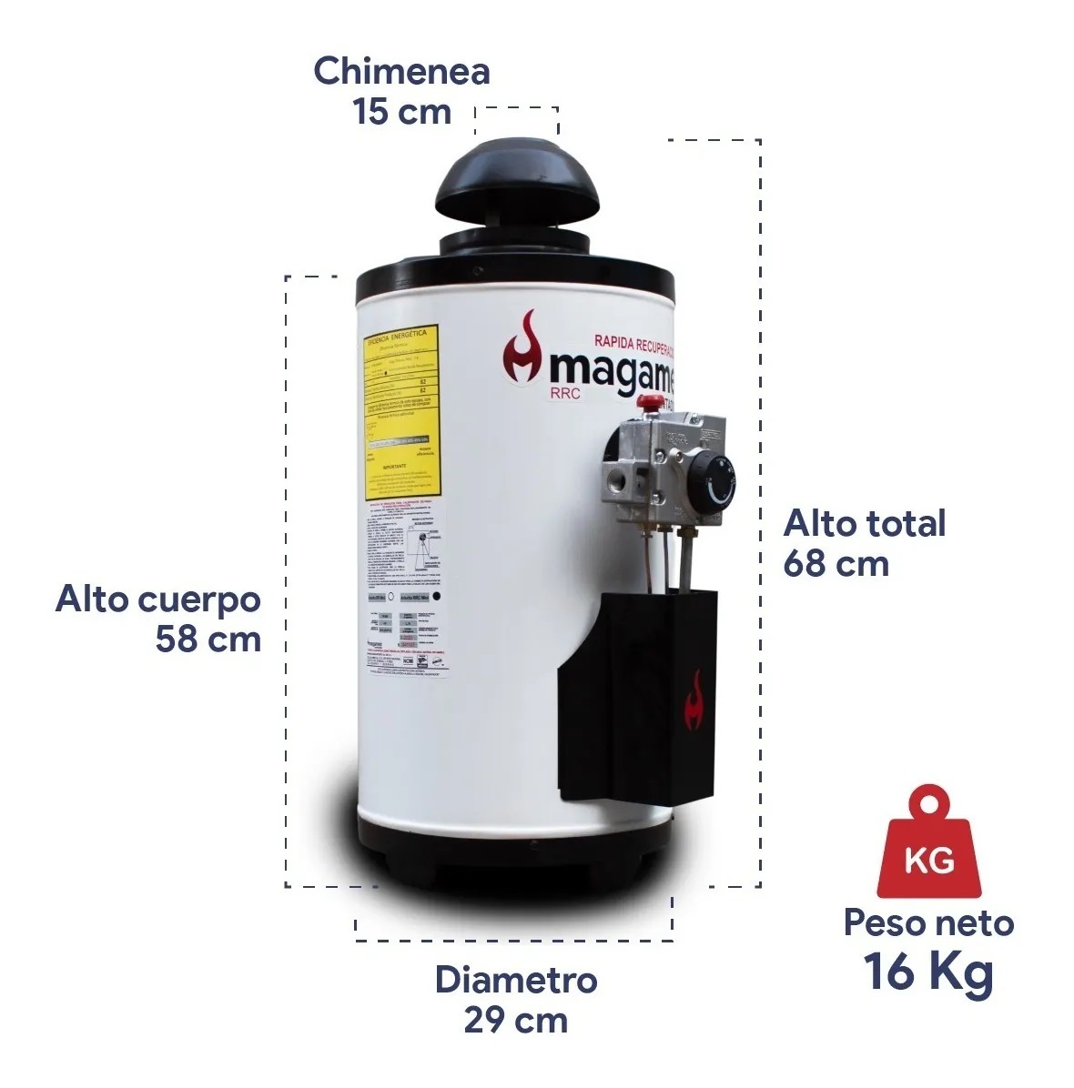 CALENTADOR DE AGUA DE PASO DE RÁPIDA RECUPERACIÓN, A BASE DE GAS L.P. BOILER