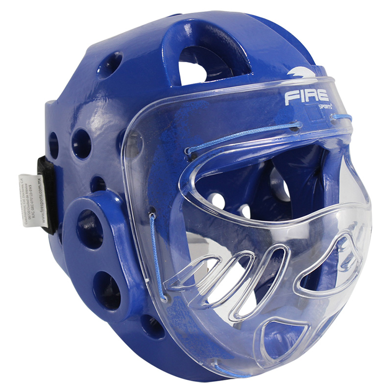 Careta Protectora Con Mica Fire Sports Para Taekwondo Azul
