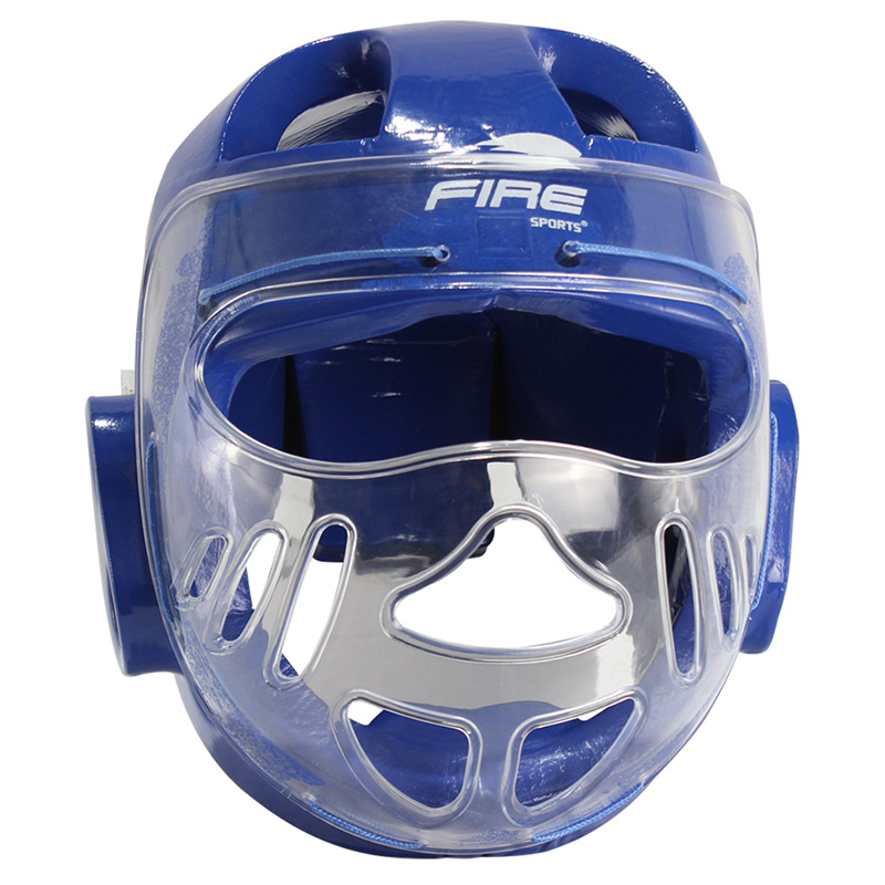 Careta Protectora Con Mica Fire Sports Para Taekwondo Azul