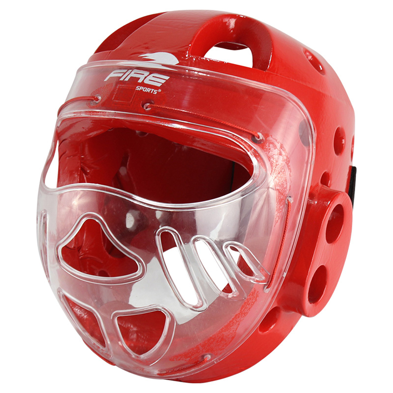 Careta Protectora con Mica Fire Sports para Taekwondo Rojo