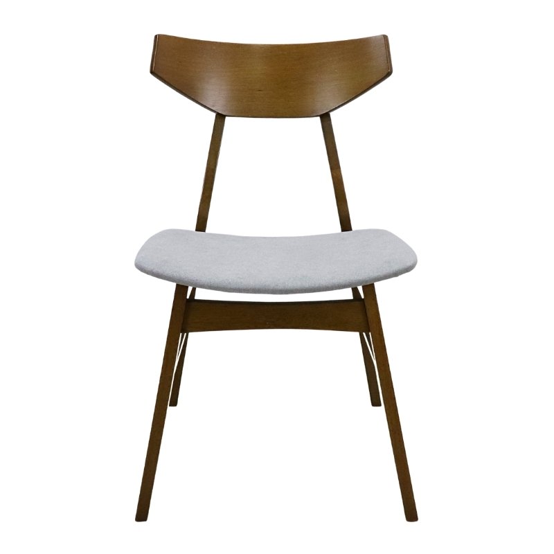 Silla Moderna de Madera Sólida Armable Tapiz Velvet Gris Barniz color Nogal Dana.