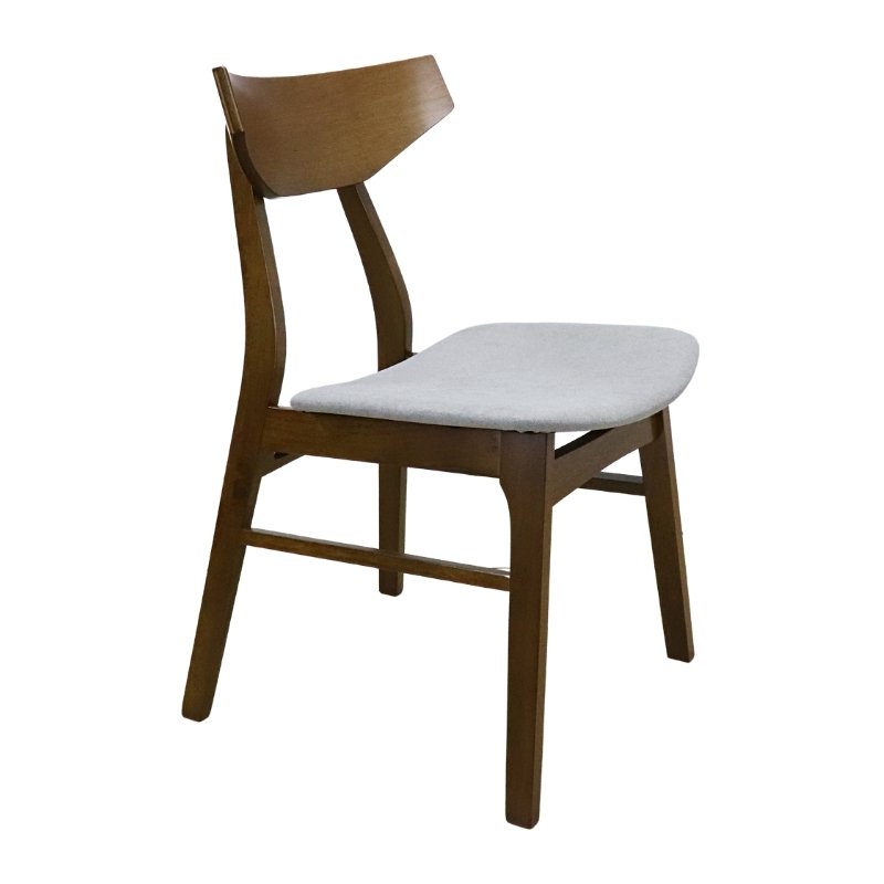 Silla Moderna de Madera Sólida Armable Tapiz Velvet Gris Barniz color Nogal Dana.