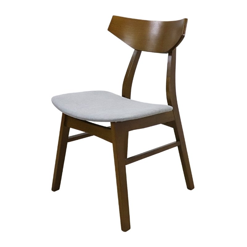 Silla Moderna de Madera Sólida Armable Tapiz Velvet Gris Barniz color Nogal Dana.