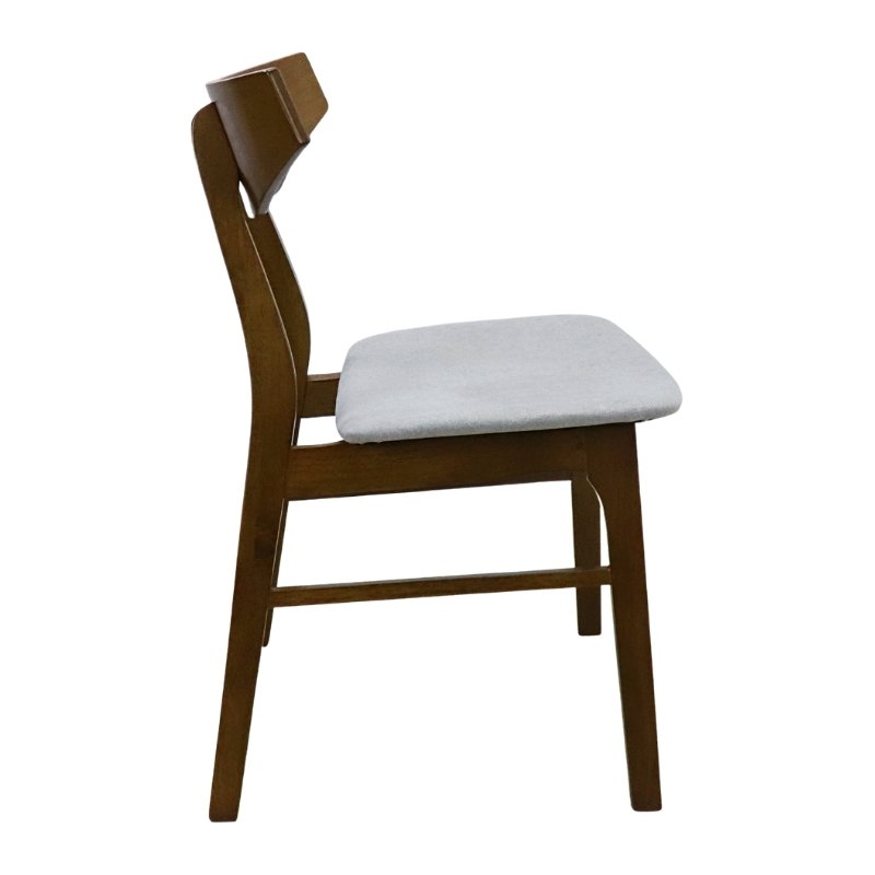 Set de 4 Sillas de Madera Sólida Armable Moderna Tapiz Velvet Gris Barnizada en color Nogal Dana.
