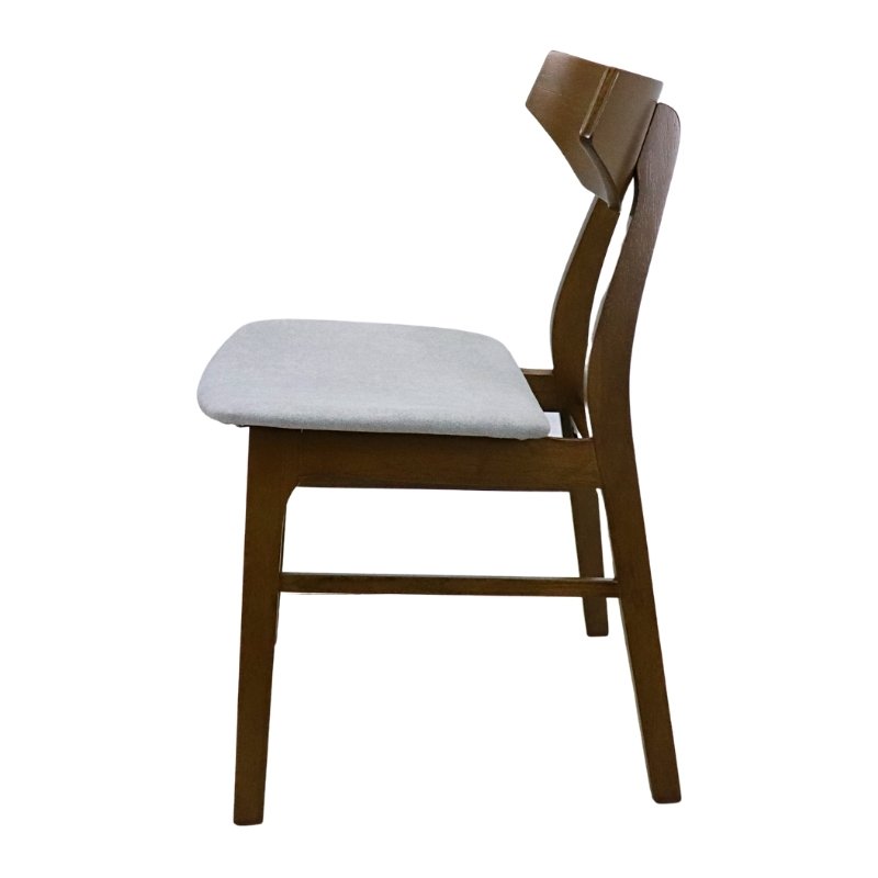 Set de 4 Sillas de Madera Sólida Armable Moderna Tapiz Velvet Gris Barnizada en color Nogal Dana.