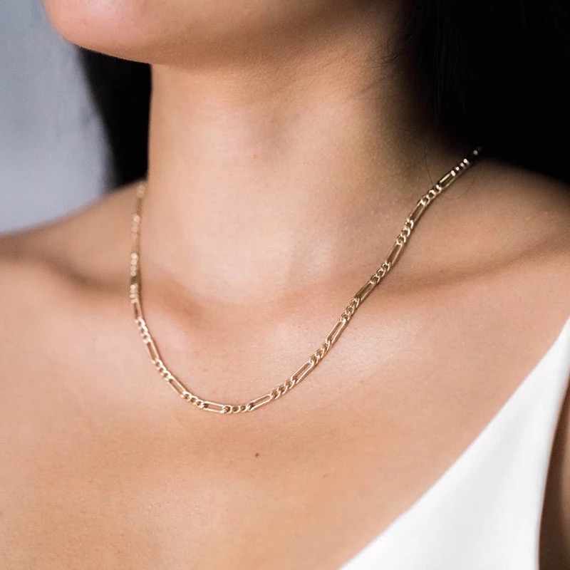 Collar ARETIZE Mujer Plata De Ley 925 Cadena Baño en Oro 18k + Caja de Regalo