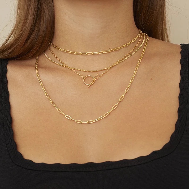 Collar ARETIZE  de Plata de Ley 925 Baño en Oro de 18k   Dorado Mujer Unitalla + Caja de Regalo 