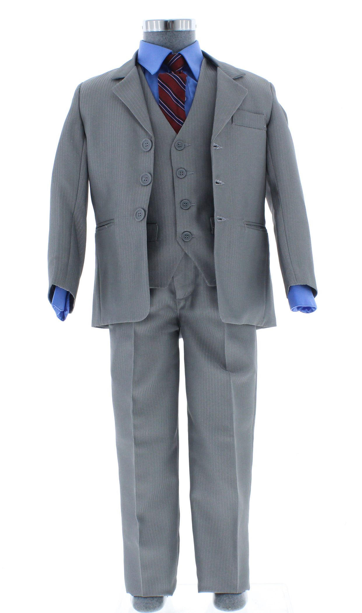 Traje de Niño Tres Piezas Color Gris 2378-B 2 a 18 Años.