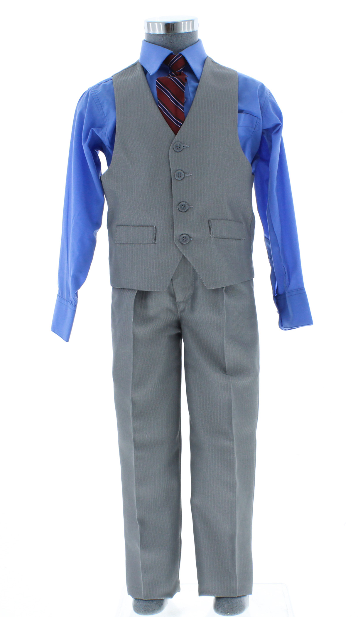 Traje de Niño Tres Piezas Color Gris 2378-B 2 a 18 Años.