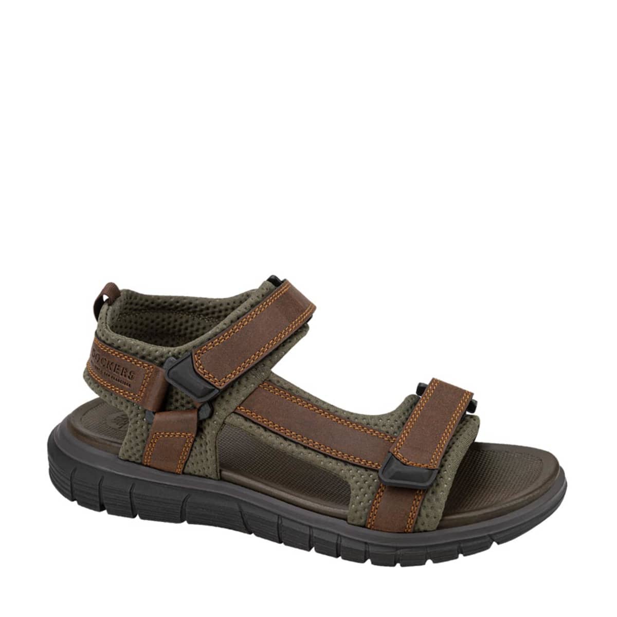 Sandalias marca Dockers de hombre, para playa o baño, color café con verde, de material textil, mod. 1036613