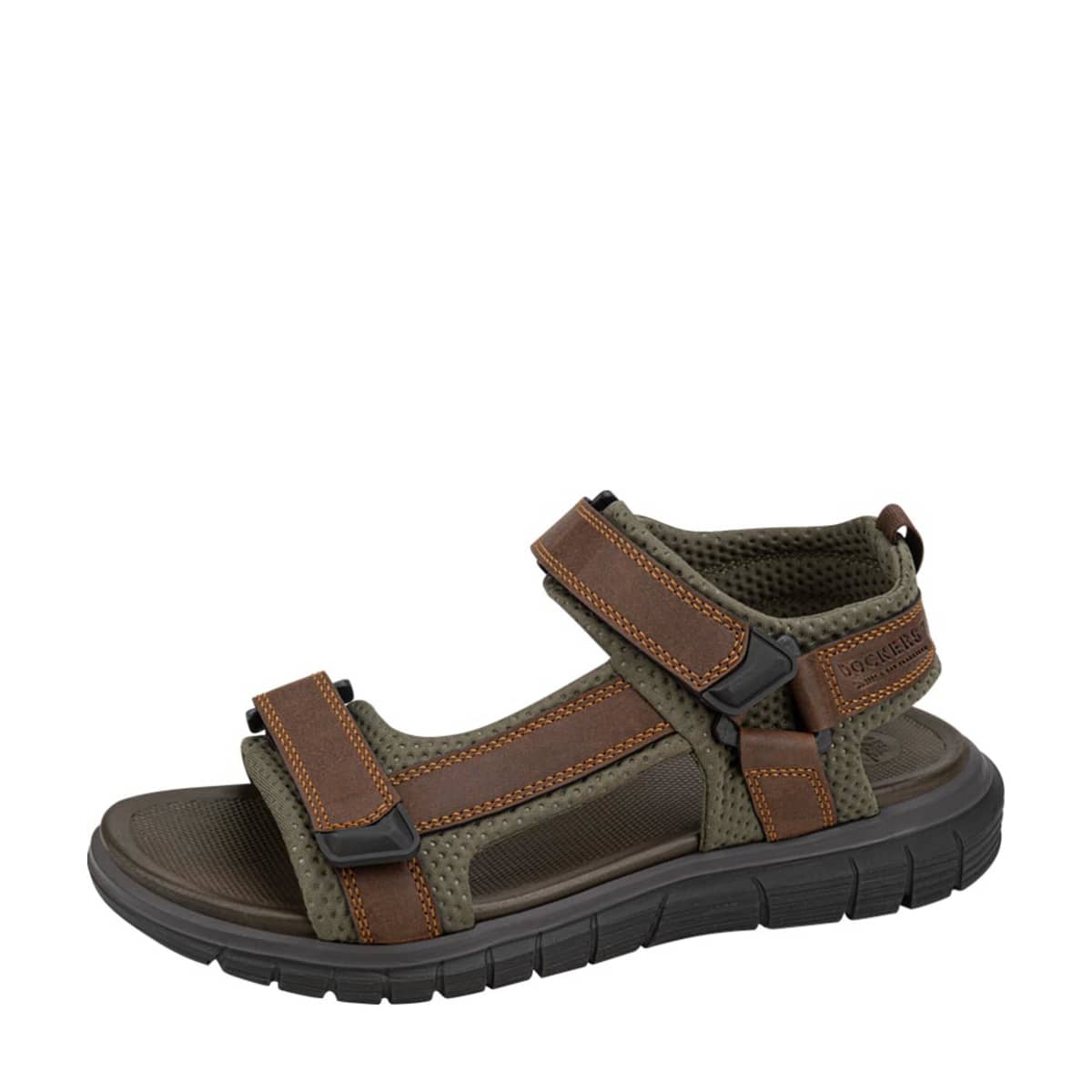 Sandalias marca Dockers de hombre, para playa o baño, color café con verde, de material textil, mod. 1036613