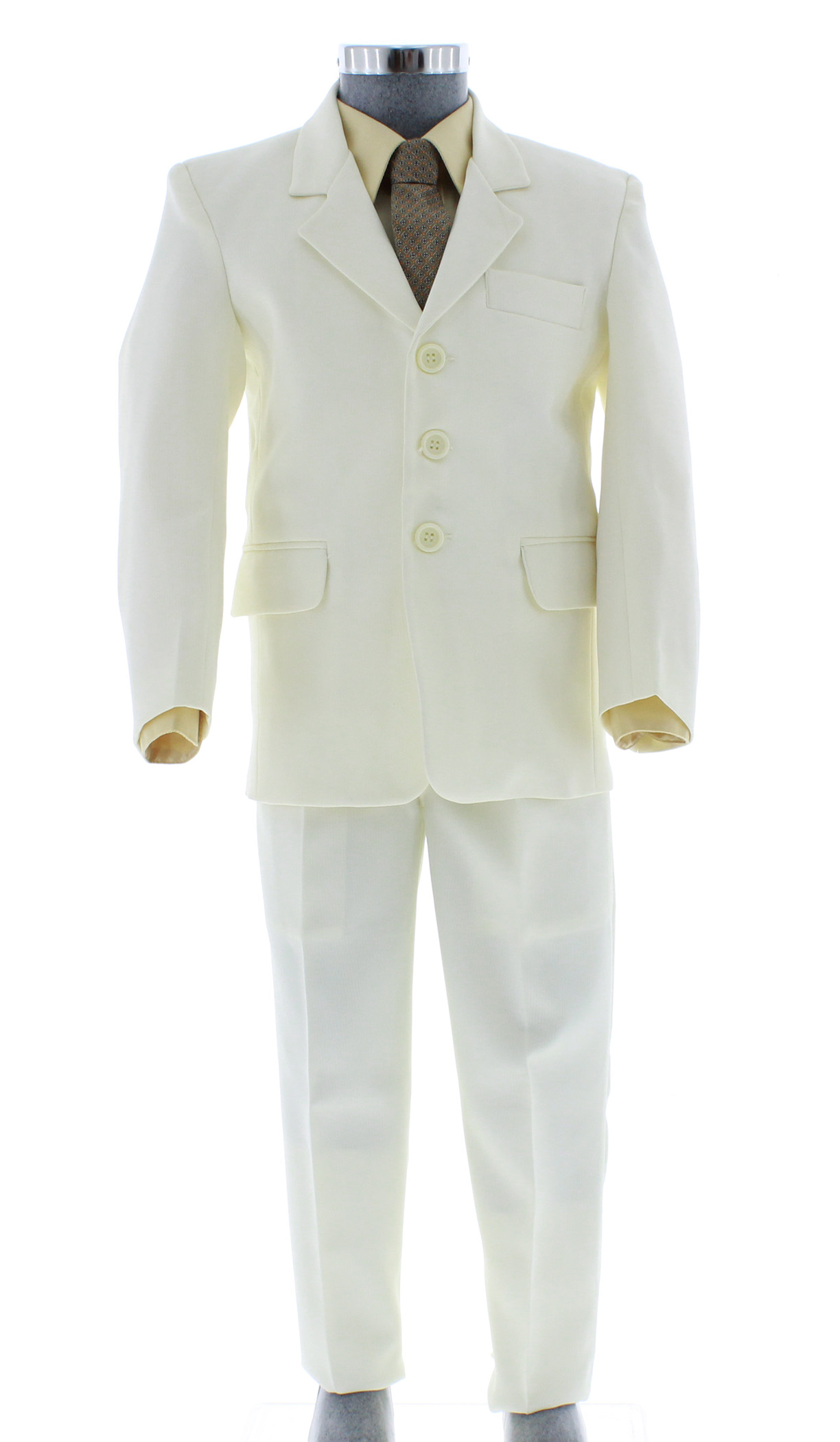 Traje de Niño Tres Piezas Color Hueso 2379 2 a 18 Años.