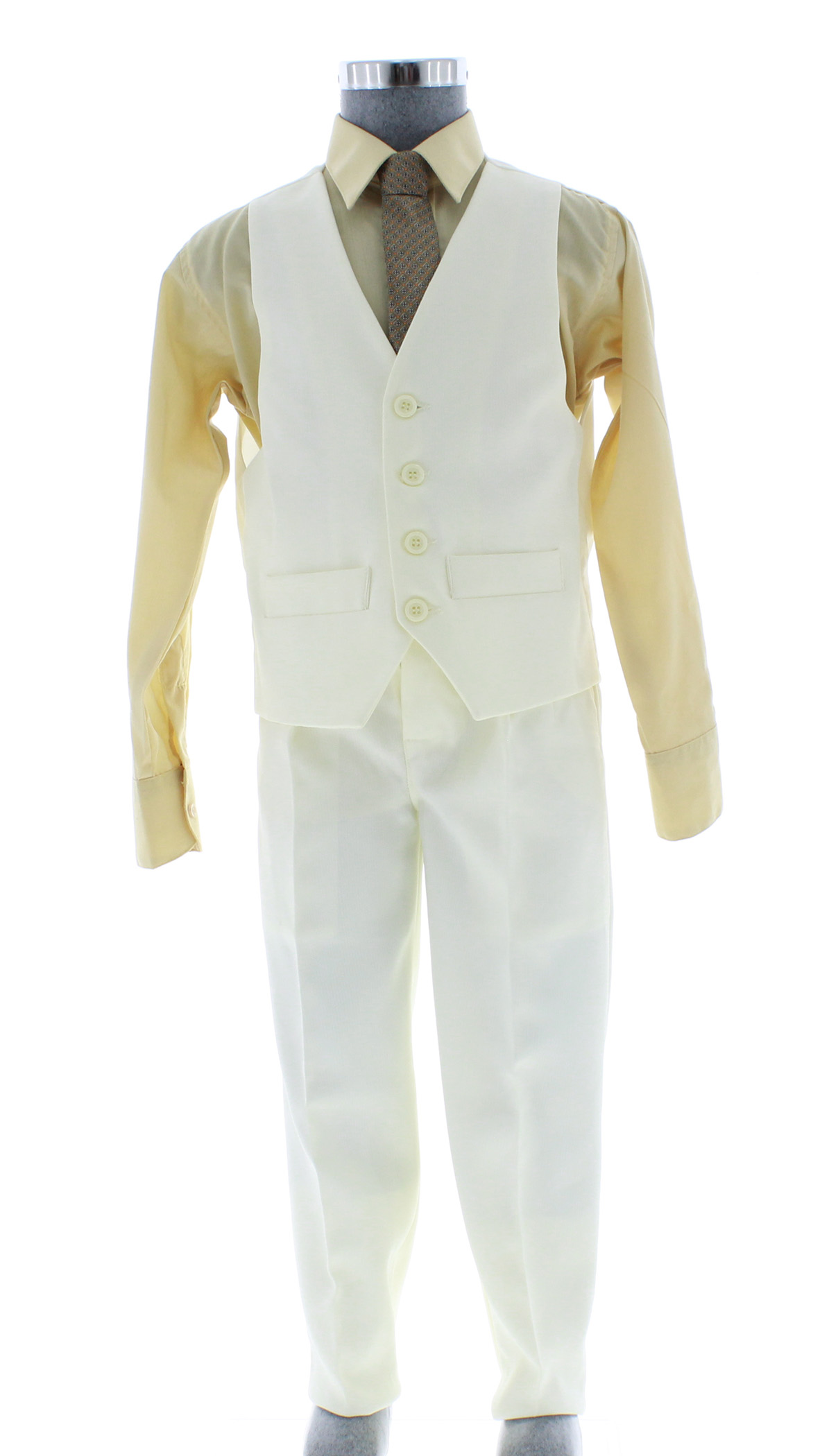 Traje de Niño Tres Piezas Color Hueso 2379 2 a 18 Años.