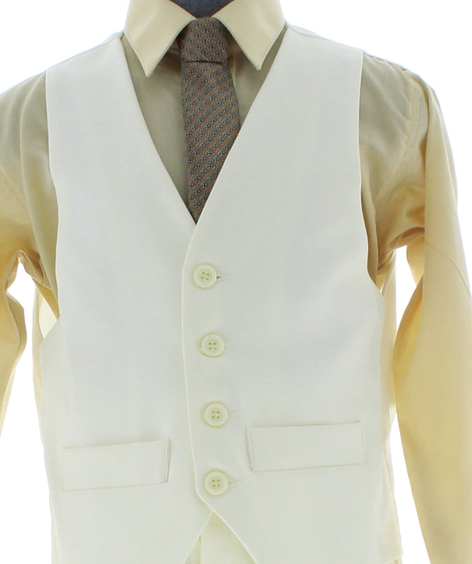 Traje de Niño Tres Piezas Color Hueso 2379 2 a 18 Años.